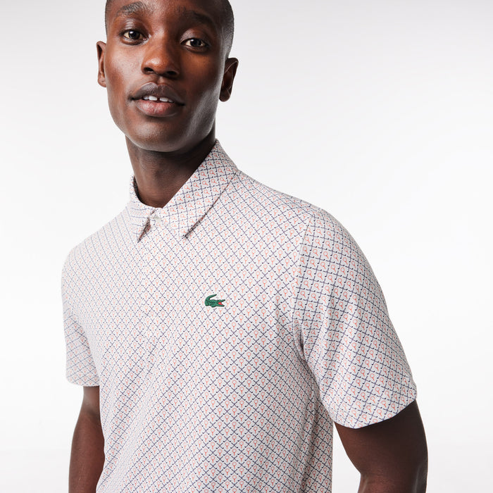 Men’s Golf Printed Recycled Polyester Polo  White / Bordeaux
