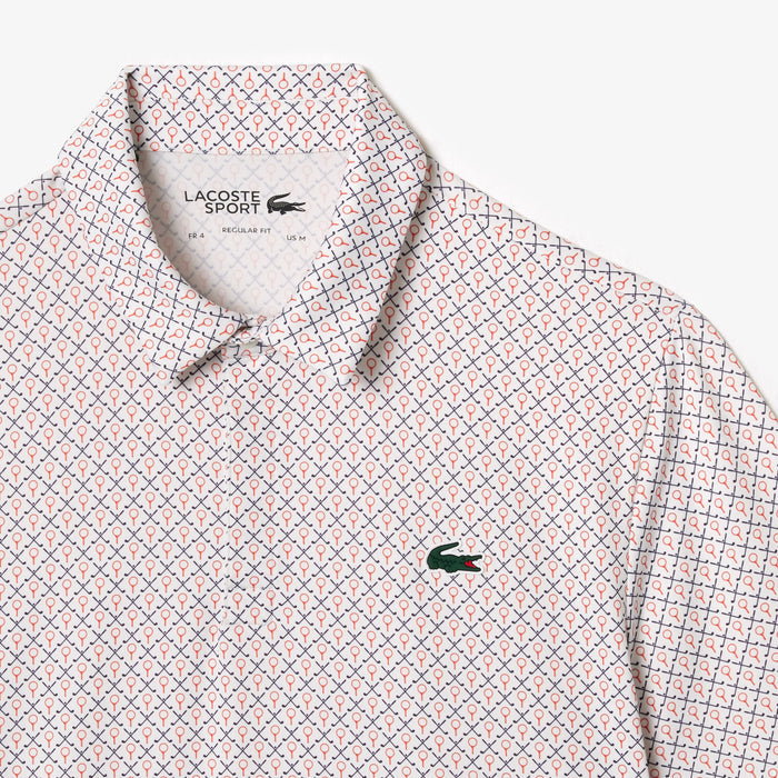 Men’s Golf Printed Recycled Polyester Polo  White / Bordeaux