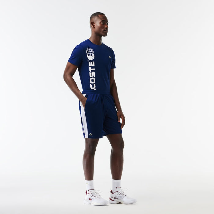 Men's Lacoste Tennis x Daniil Medvedev Regular Fit Shorts  Navy Blue / White