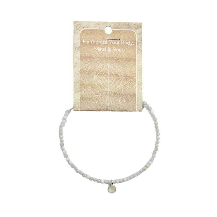 Moonstone Faceted Stone & Charm Bracelet 925