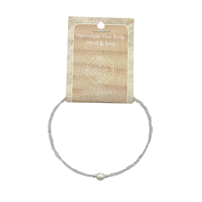 Moonstone Faceted Stone & Pearl Collection Bracelet