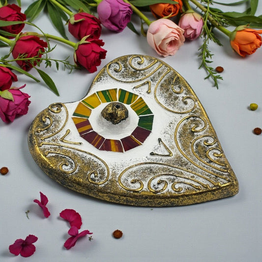Mosaic Heart Incense Holder - Assorted
