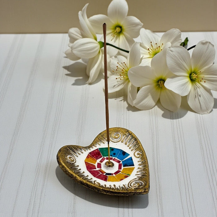 Mosaic Heart Incense Holder - Assorted
