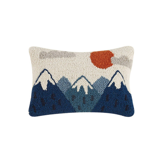 Mountains Hook Pillow by Peking Handicraft featuring a scenic mountain landscape design on a decorative pillow.