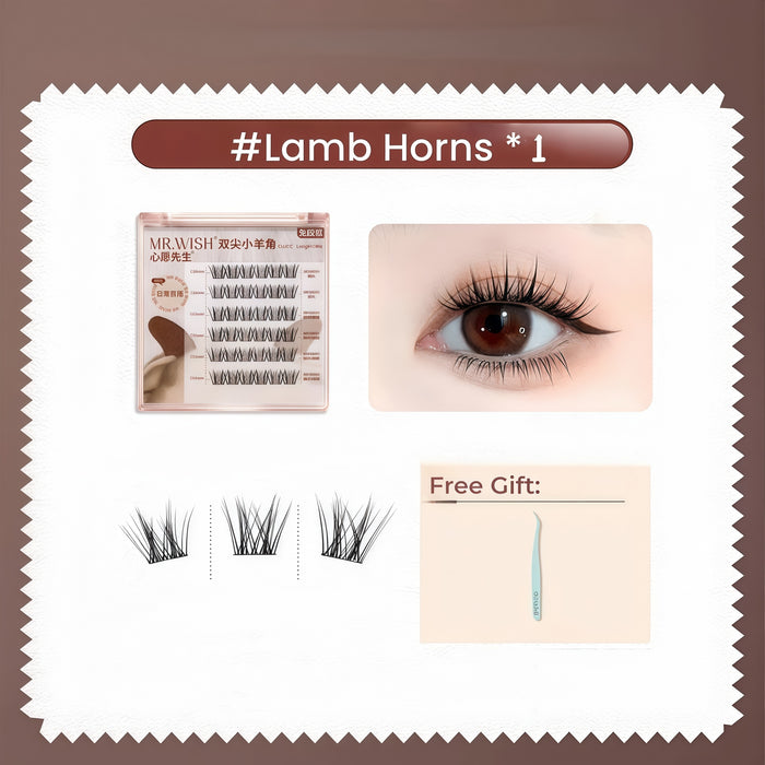 MR.WISH Glue-free Lamb Horns Natural False Eyelashes T5657
