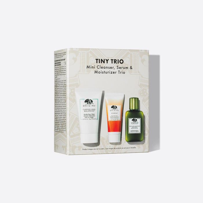 ORIGINS Cleanser Serum & Moisturizer Tiny Trio Set مجموعة العناية بالبشرة بحجم السفر