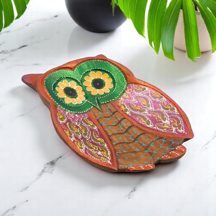 Owl Hand Painted Wooden Carving - Surprise Color