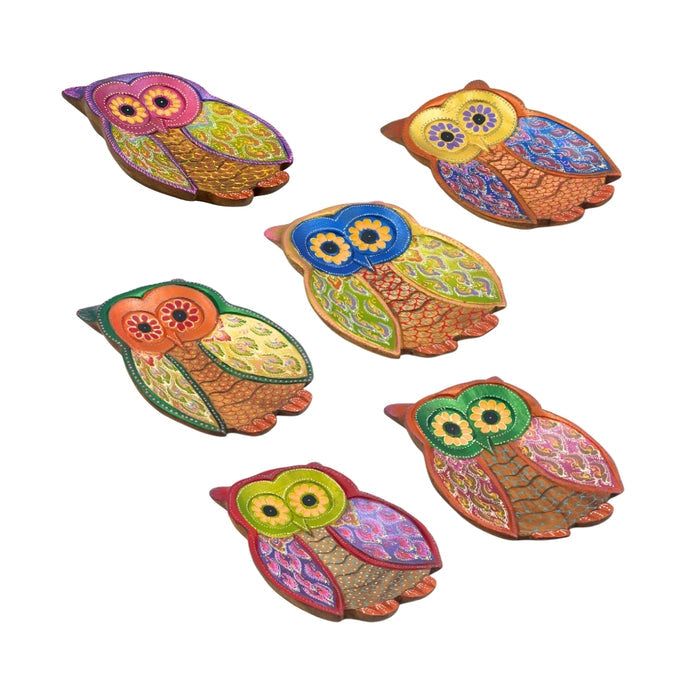 Owl Hand Painted Wooden Carving - Surprise Color