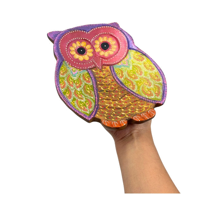 Owl Hand Painted Wooden Carving - Surprise Color
