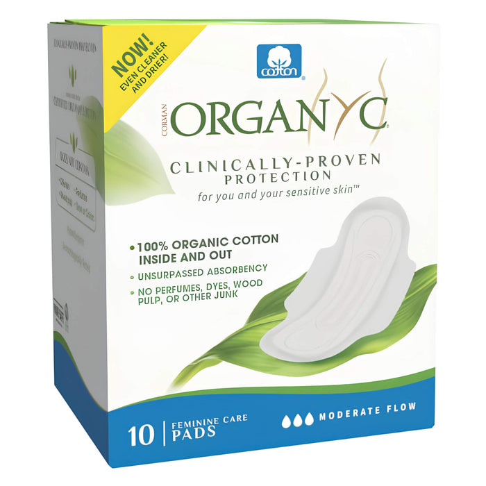 Package of Organyc Beauty Pads - Moderate Flow w/Wings Folded 10pcs