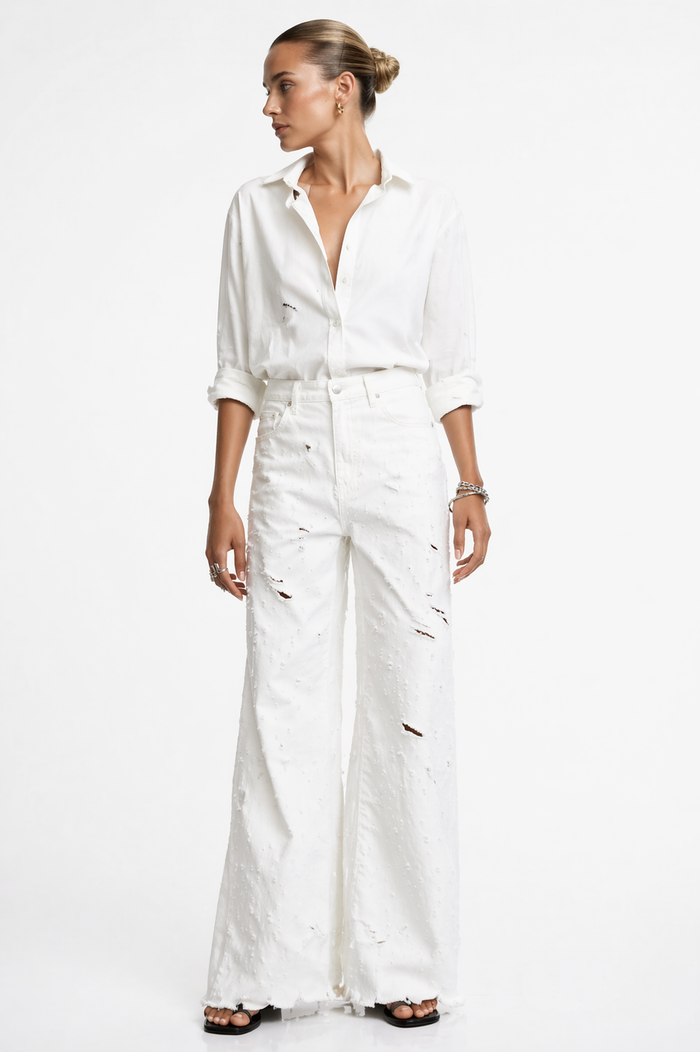 Pantalone Denim Destroyed White - Glm Roma