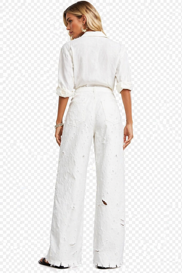Pantalone Denim Destroyed White - Glm Roma