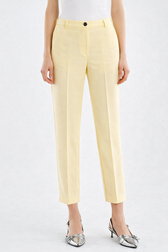Pantalone Giallo Pastello a Sigaretta Elastico in Vita - Vicolo