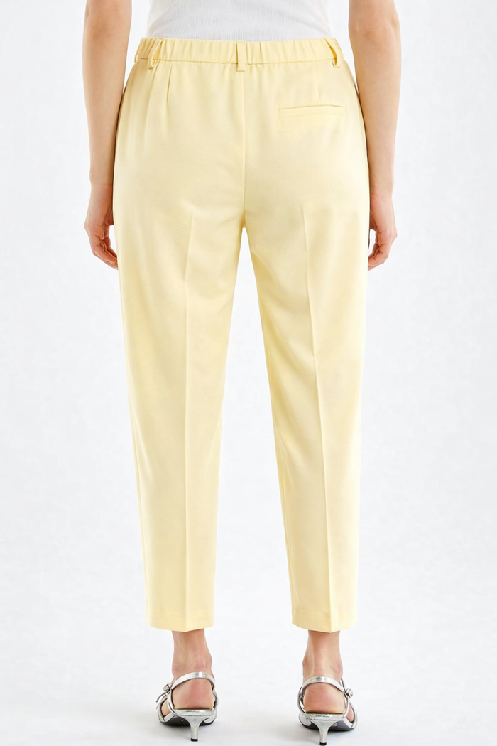 Pantalone Giallo Pastello a Sigaretta Elastico in Vita - Vicolo
