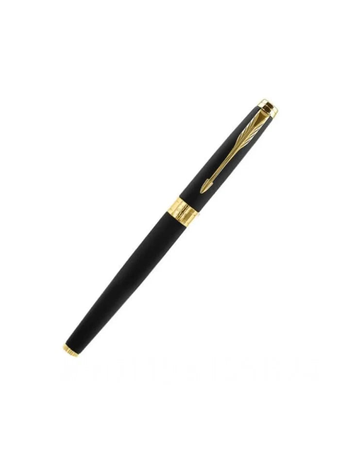 Parker Aster Matte Black Gold Trim Rollerball Pen Medium Nib With Slim Notebook