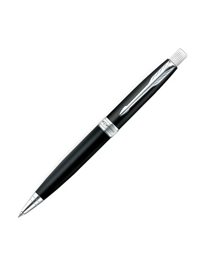 Parker Aster Silver Black Chrome Trim Ballpoint Pen Medium Nib