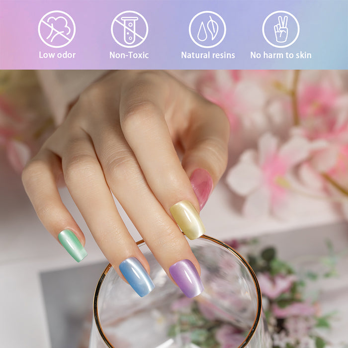 Pastel Milkshake Cat Eye Gel Polish Set - 6 Colors Spring Creamy Collection 7.5ml - TPO & HEMA Free