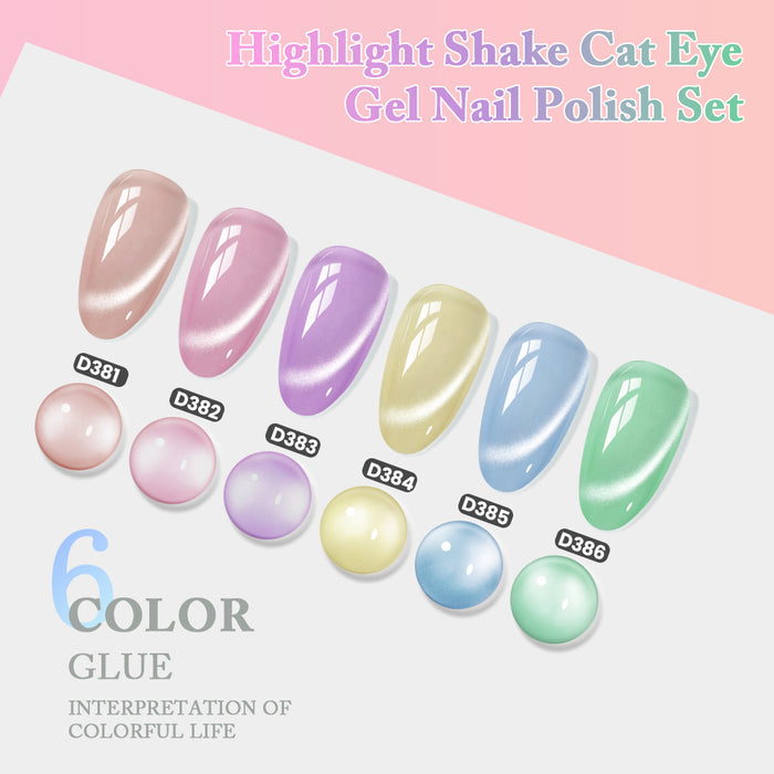 Pastel Milkshake Cat Eye Gel Polish Set - 6 Colors Spring Creamy Collection 7.5ml - TPO & HEMA Free