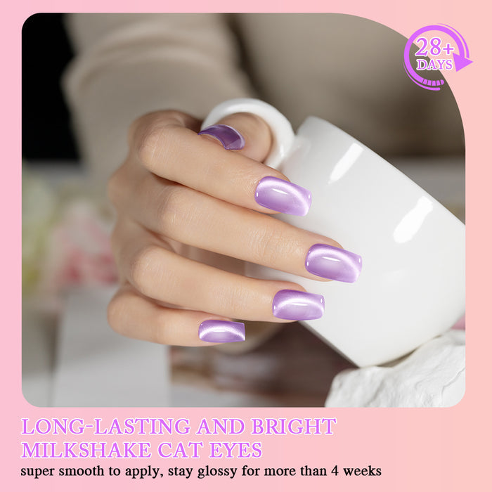 Pastel Milkshake Cat Eye Gel Polish Set - 6 Colors Spring Creamy Collection 7.5ml - TPO & HEMA Free