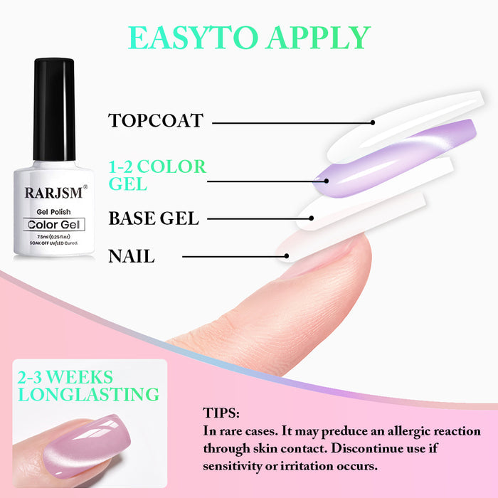 Pastel Milkshake Cat Eye Gel Polish Set - 6 Colors Spring Creamy Collection 7.5ml - TPO & HEMA Free