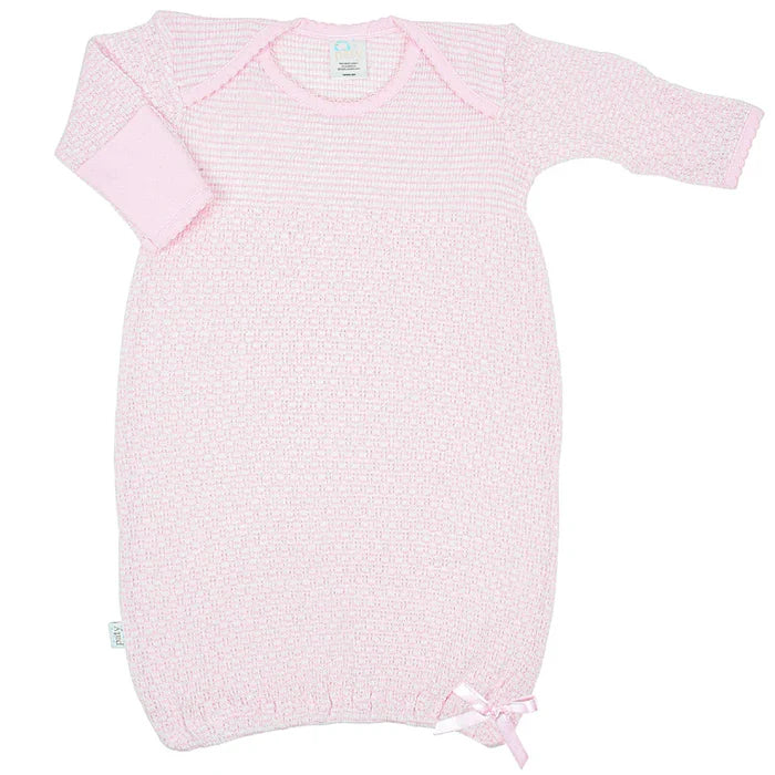 Paty Lap Shoulder Gown-Pink w/ Pink Trim