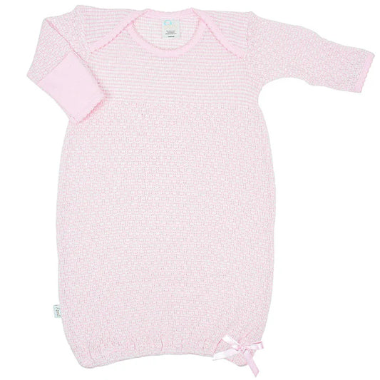 Paty Lap Shoulder Gown-Pink w/ Pink Trim