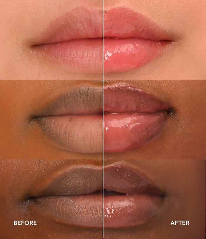 Peach Fizz Lip Shine Before and After