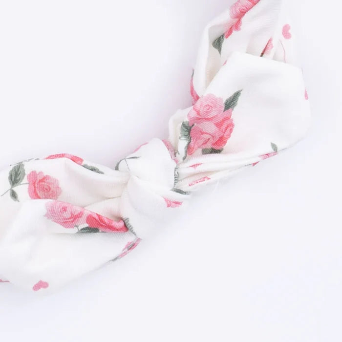 Pink Rosettes 2-Way Zip Ruffle Sleeve Footie With Matching Headband