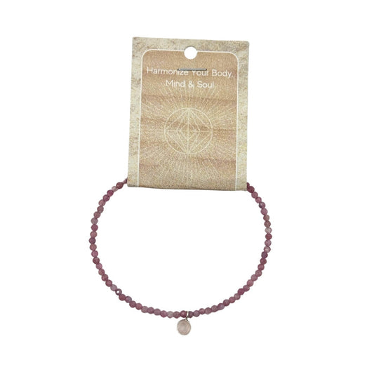 Pink Tourmaline with Rose Quartz Faceted Stone & Charm Bracelet 925