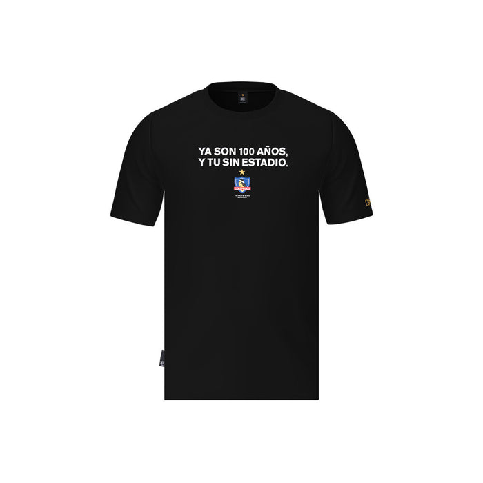 Polera Colo Colo Urbano Centenario Hombre Negro "Ya son 100 años y tu?"