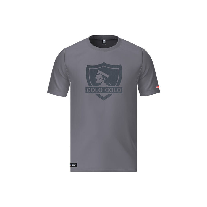 Polera Colo Colo Urbano Hombre Gris Escudo Negro