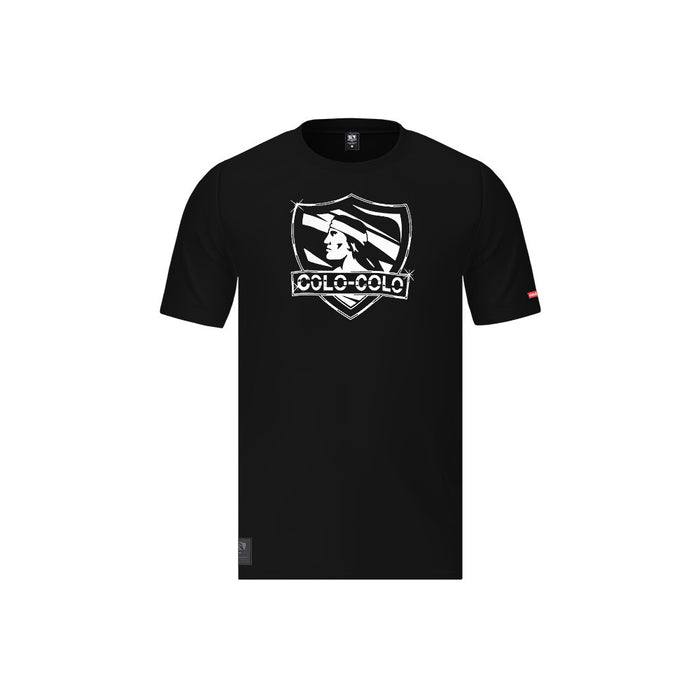 Polera Colo Colo Urbano Hombre Negro Escudo Gris Franjas