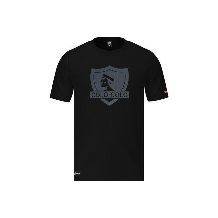 Polera Colo Colo Urbano Hombre Negro Escudo Gris