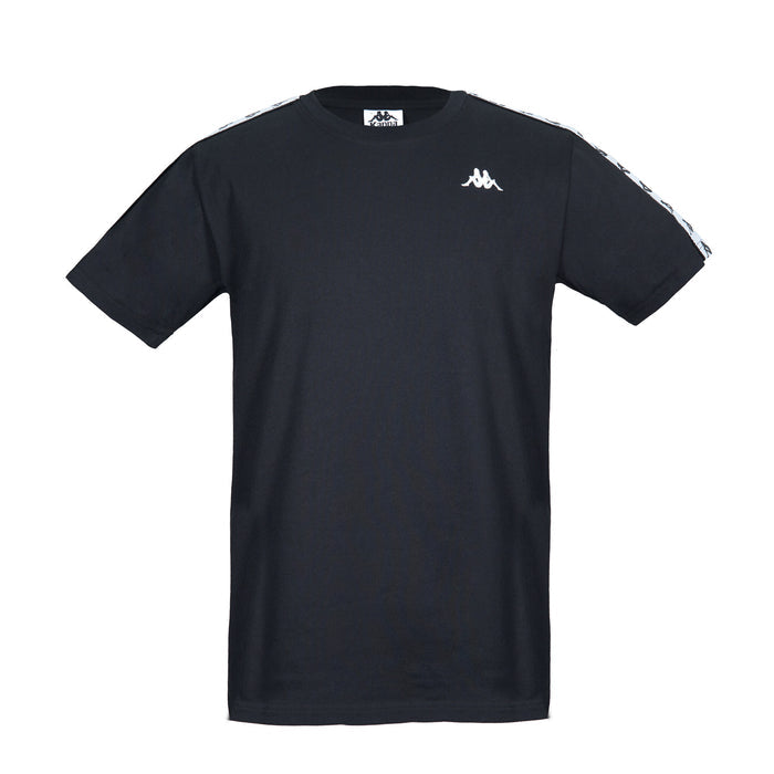 Polera Kappa Men Banda Tiny Logo Black White