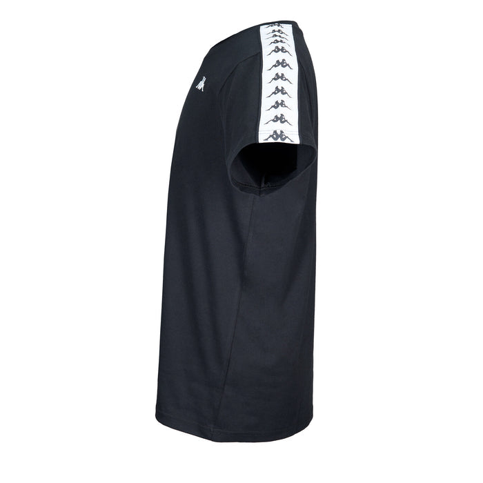 Polera Kappa Men Banda Tiny Logo Black White