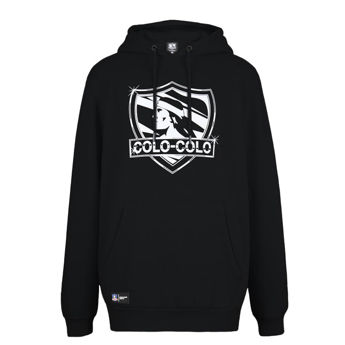 Polerón Colo Colo Urbano Hoodie Negro Escudo Franjas