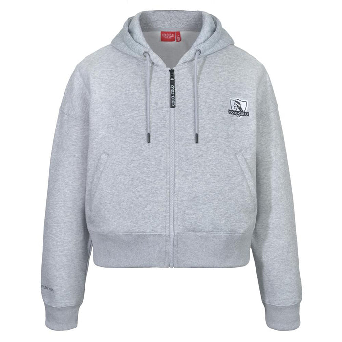 Poleron Colo Colo Urbano Mujer "Escudo" Gris