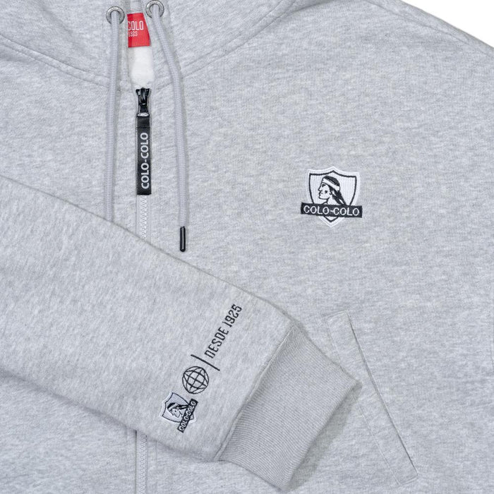 Poleron Colo Colo Urbano Mujer "Escudo" Gris