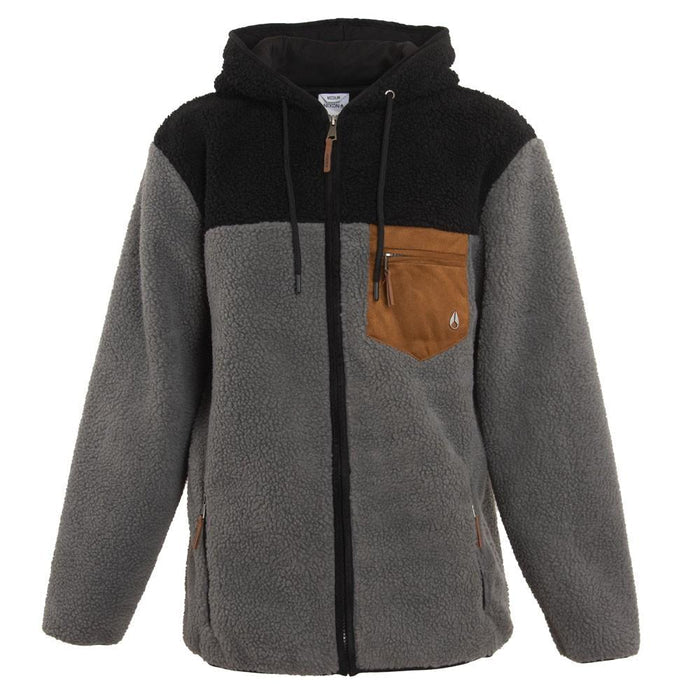 Poleron Men Sherpa Full Zipper Grey Black Brown