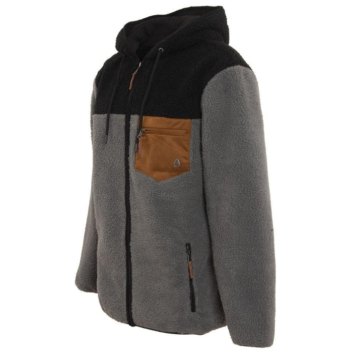 Poleron Men Sherpa Full Zipper Grey Black Brown