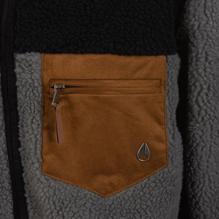 Poleron Men Sherpa Full Zipper Grey Black Brown