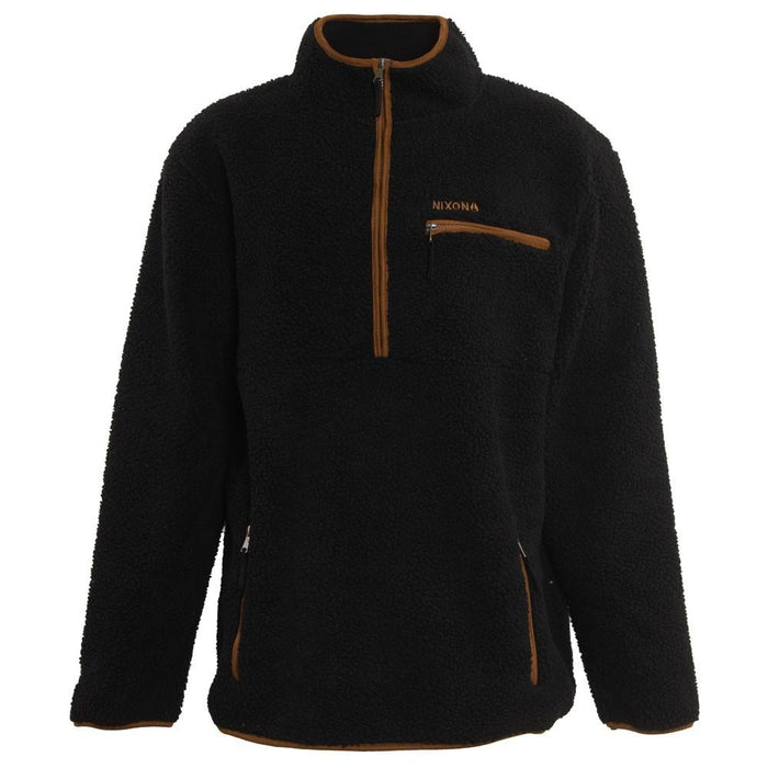 Poleron Men Sherpa Half Zip Black Brown
