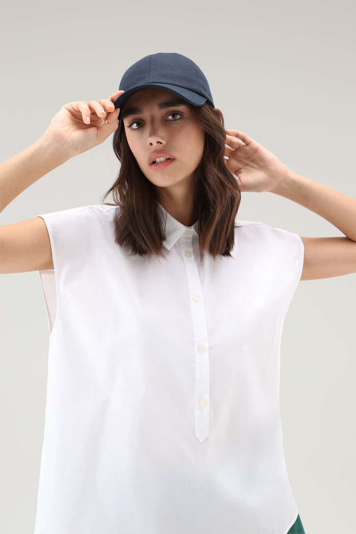 Poplin Blouse In Pure Cotton Poplin Bright White