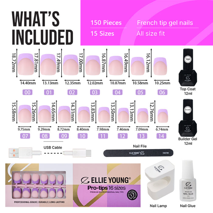 Purple Pastel Tips | Short Square | ProTips