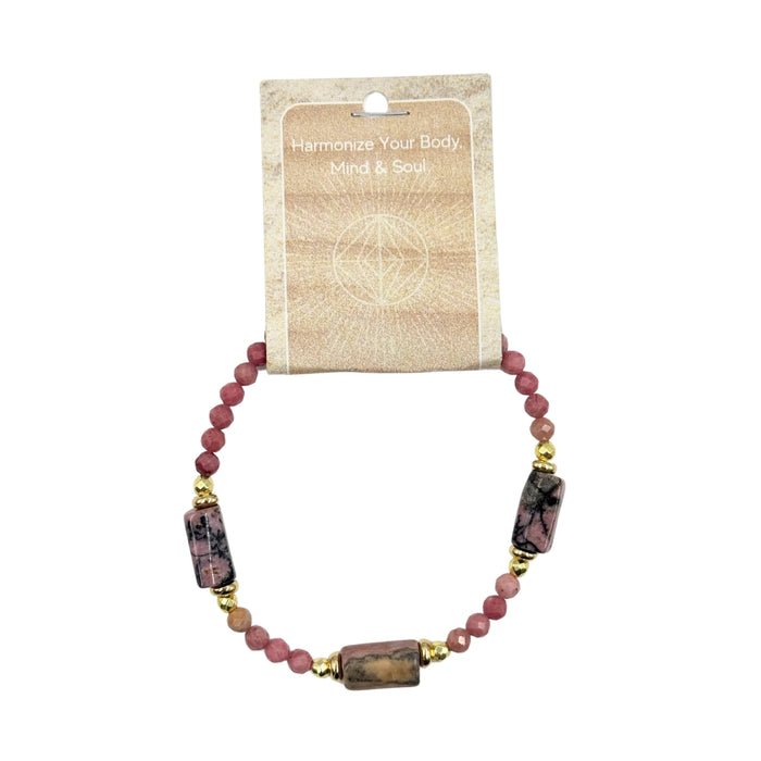 Rhodonite Hexagon Stone Bracelet