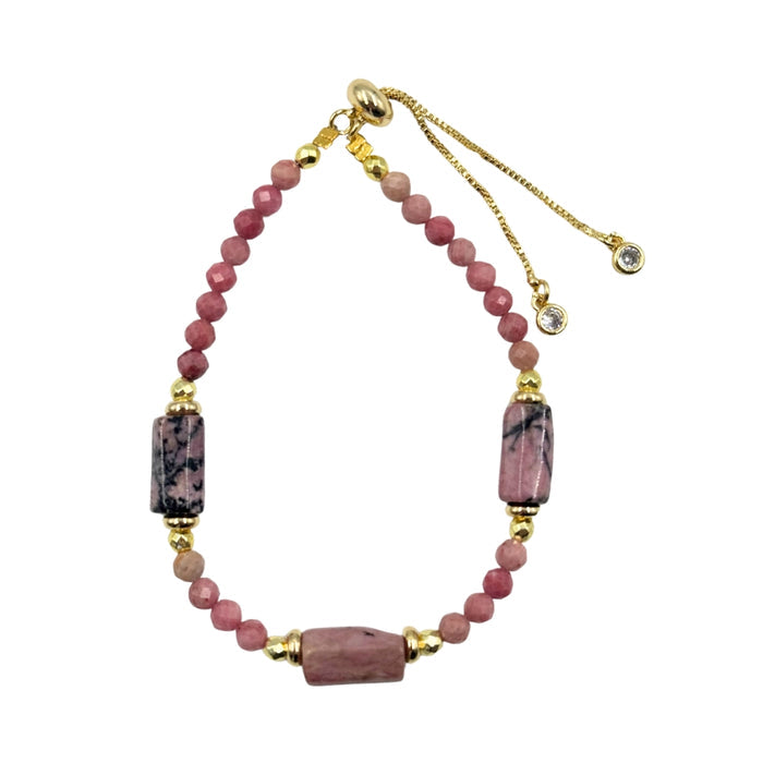 Rhodonite Hexagon Stone Bracelet