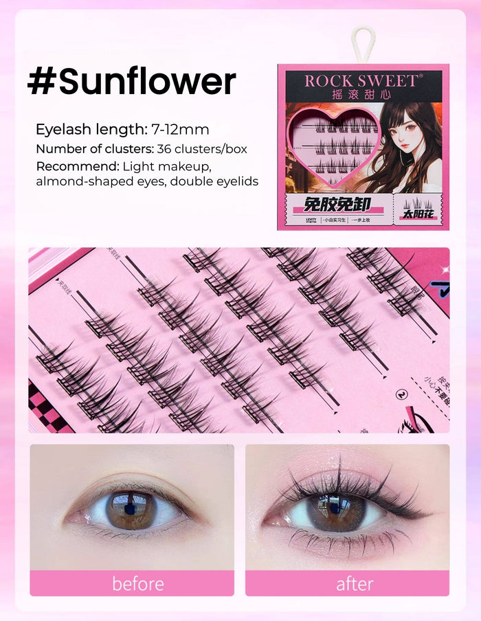 ROCK SWEET Glue-free Natural False Eyelashes T5542