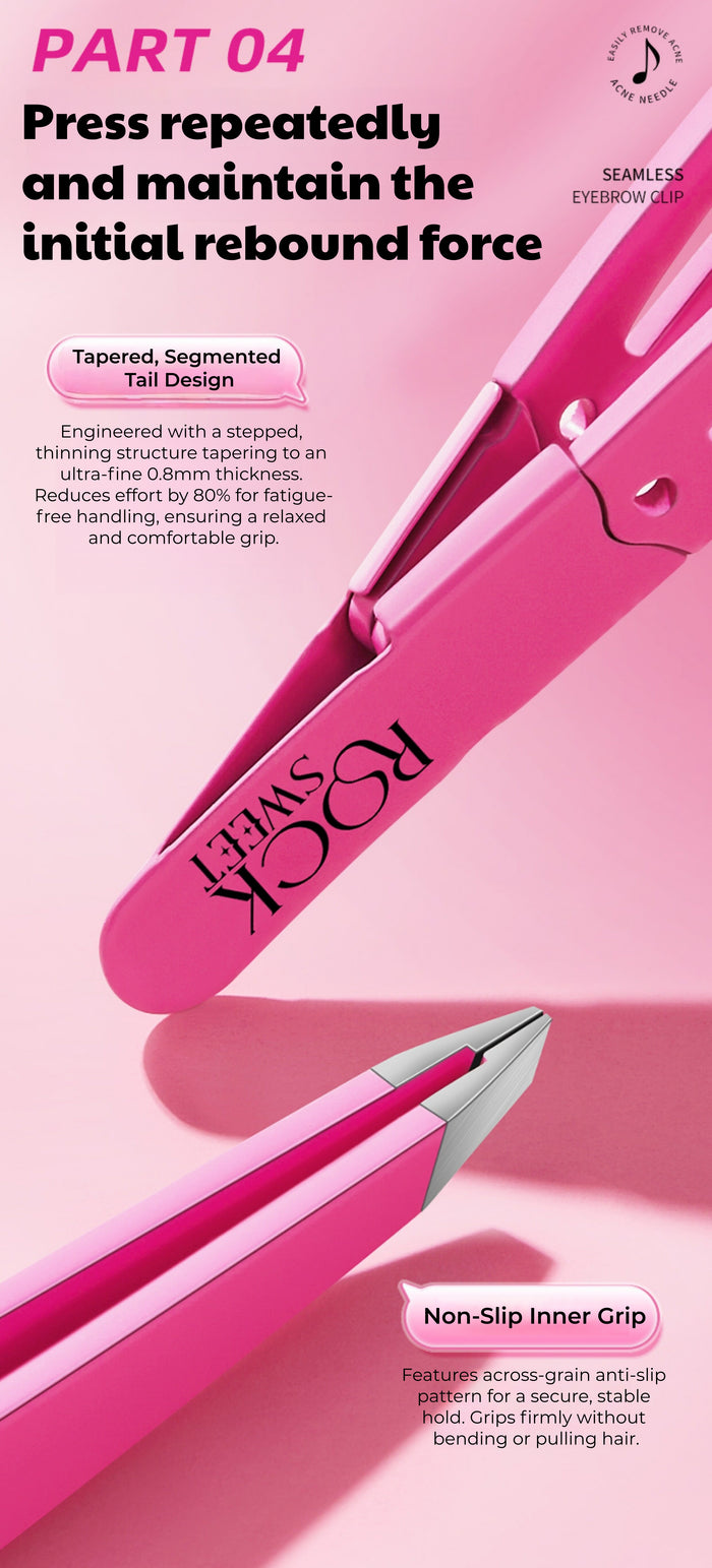 ROCK SWEET High-precision Stainless Steel Eyebrow Clip Tweezers T5550
