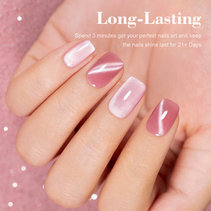 Long-lasting 21 days rosy pearl moonlight cat eye gel polish perfect nails art keep shine pearlescent shimmer romantic