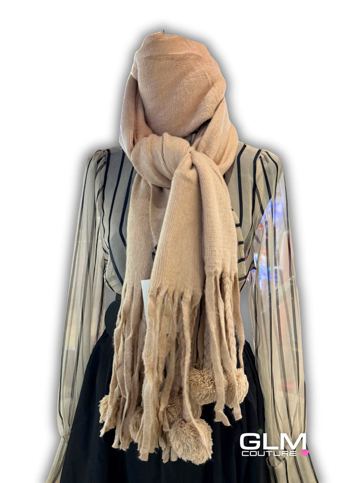 Sciarpa PonPon Beige